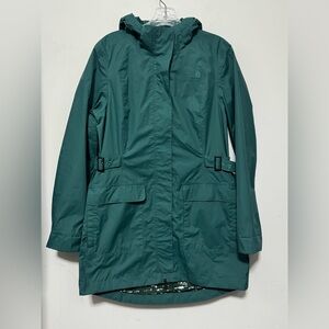 The North Face Women's medium Tomales Bay Hooded Rain Jacket Green teal coat